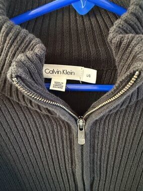 Calvin Klein Dark Gray Ribbed quarter zip. New